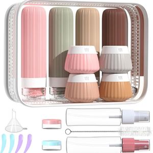Botellas de Viaje de Silicona Duraderas a Prueba de Fugas, Juego de Envases Cosméticos Recargables para Champú Líquido y Loción, Aprobadas por la TSA para Viajes - Product Image 1