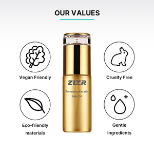 Huile capillaire à la kératine en marque blanche OEM – Formule concentrée végétalienne et sans cruauté, pour des cheveux lisses et soyeux, traitement capillaire bio à l'argan, à la rose et à l'aloe vera - Product Image 1
