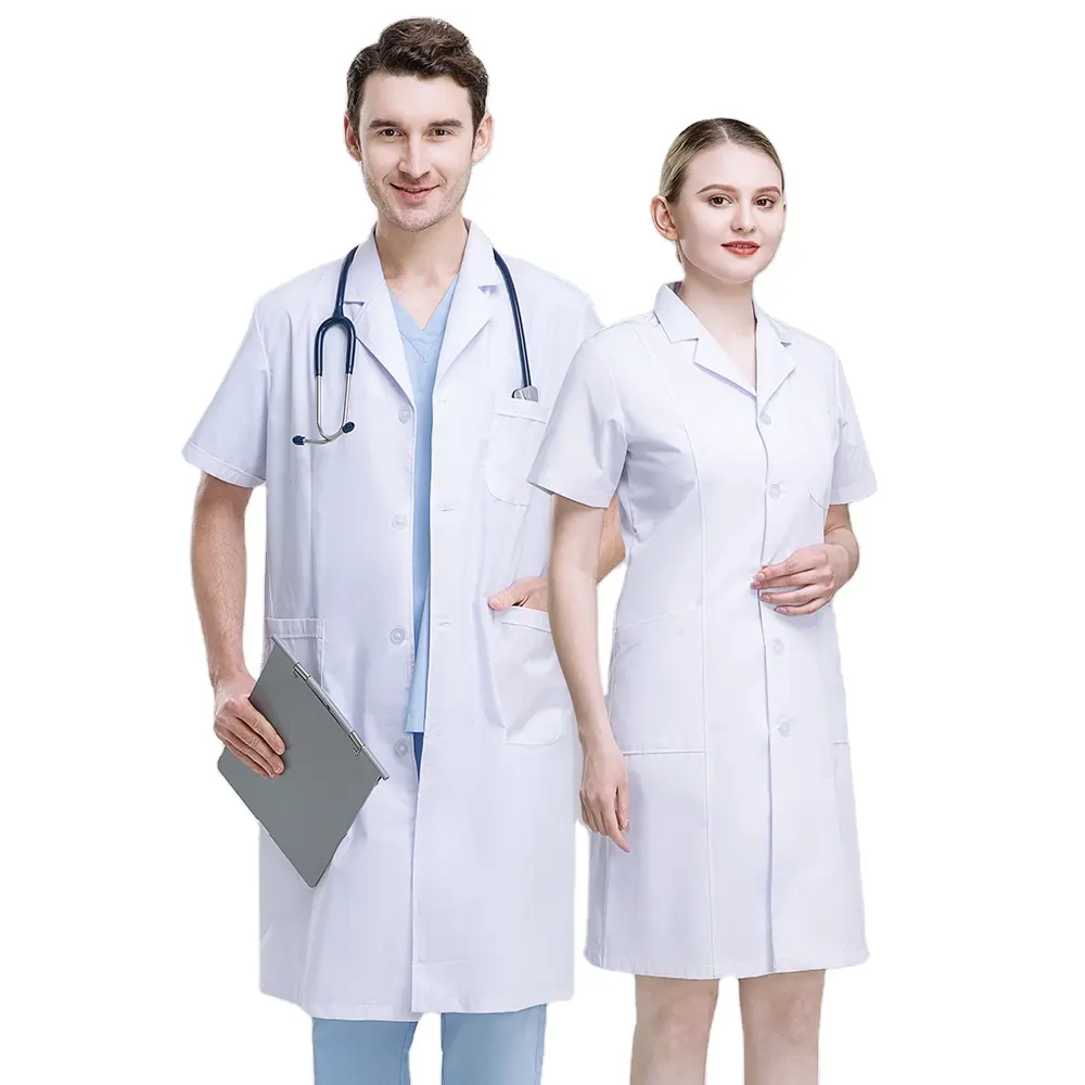 2024 Niaahinn diseño hombres mujeres estilo Unisex chaqueta de laboratorio abrigo blanco enfermería uniforme médico