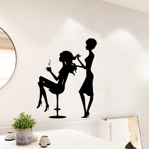 Calcomanías <span class=keywords><strong>de</strong></span> Pared <span class=keywords><strong>de</strong></span> Vinilo Impermeables con Diseño <span class=keywords><strong>de</strong></span> Chica <span class=keywords><strong>de</strong></span> Peluquería y Tiempo <span class=keywords><strong>de</strong></span> Café, Adhesivos <span class=keywords><strong>de</strong></span> Pared Negros para Salón <span class=keywords><strong>de</strong></span> Belleza y Sala <span class=keywords><strong>de</strong></span> Estar - Product Image 2