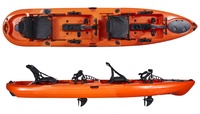 Kayak double tandem LSF Sit-On-Top pour la pêche, propulsion par pédale, plastique, longueur >4m, deux personnes, pour l'océan