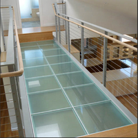 Dalles de sol en verre trempé stratifié transparent de 19 mm pour extérieur, tapis de danse 3D, pour escaliers, usage industriel