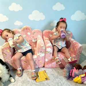Divano per Bambini Rosa Arcobaleno con Maniglia per il Trasporto, <span class=keywords><strong>Sedia</strong></span> Leggera Portatile per Bambini, Divano in Schiuma per Bambini - Product Image 3
