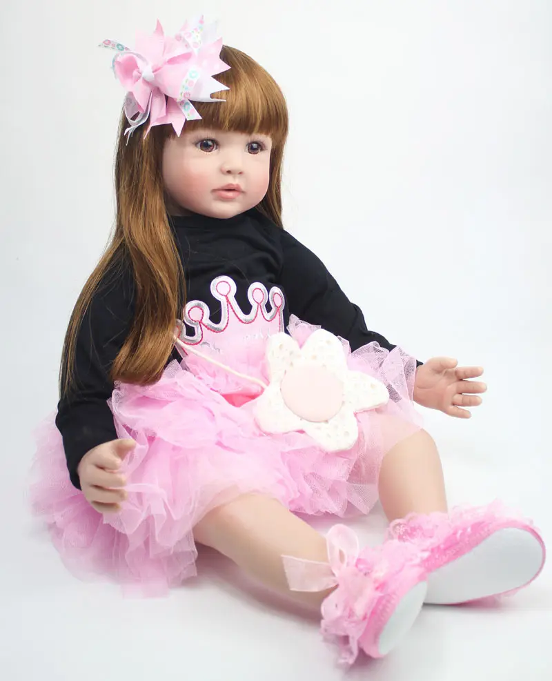 Handmade 24 Inch 60CM Cloth Body Stuffed Princess Realistic Reborn Baby Doll Vinyl Adorable Lifelike Baby Doll