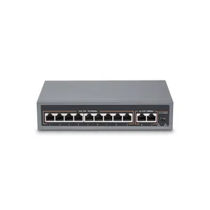 9 Port PoE Switch with 2 Ethernet Uplink, 9 PoE+ Port 100Mbps, 120W 802.3af/at, Ports Vlan, Extend 250m, Metal, Network Switch
