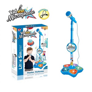 Cadeau pour enfants, microphone mignon avec support, lumière clignotante pour le karaoké, jouets musicaux pour enfants - Product Image 4