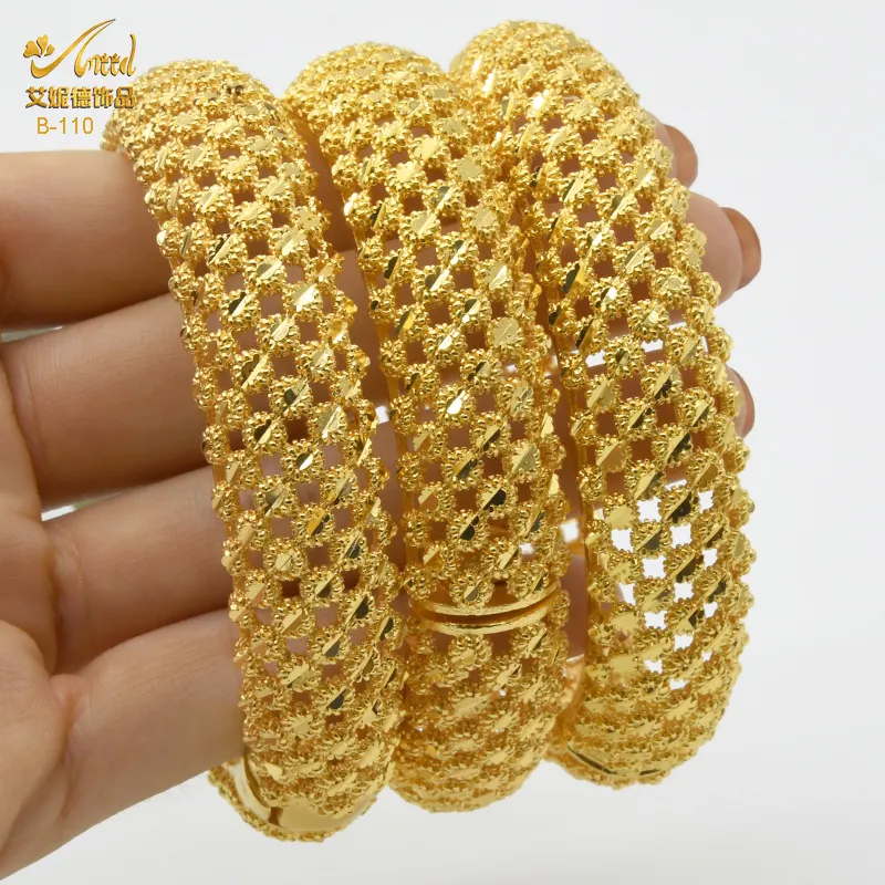 Joyería de moda para mujer, brazalete abierto de aleación de oro de 14K 18K 24K, brazalete abierto de Color dorado