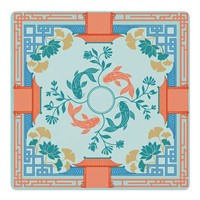 Tapis de table de mahjong jaune de haute qualité avec motif de grue blanche ; fabriqué en néoprène insonorisant et absorbant le son.