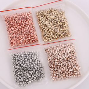 Perle intercalaire facettée allongée en forme de diamant pour la fabrication de bracelets, plaquée or blanc, or rose, cuivre rouge, accessoire de bijouterie en ABS - Product Image 3
