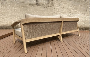 Canapé trois places en teck moderne pour l'<span class=keywords><strong>extérieur</strong></span> avec coussin en mousse haute densité, meubles de jardin durables et écologiques - Product Image 3