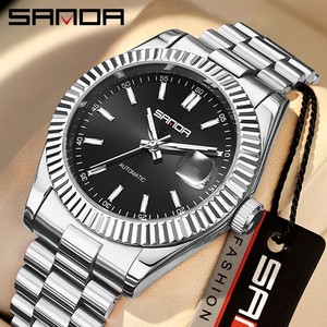 SANDA 5601 Men Mechanical Watch, Solid Stainless Steel Band Business Wristwatch, Waterproof Luminous <b>Automatic</b> Watch for Men - Product Image 1