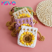 Ensemble d'écouteurs en tricot à cinq fils MSYO Sweet Sunflower, mini sac à main en tricot tissé à la main, motif tournesol, tricot de qualité supérieure