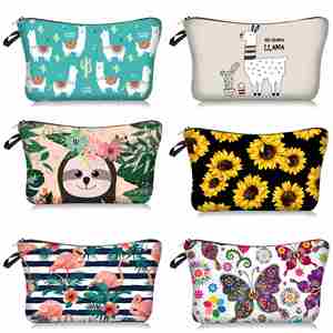 Pochette de voyage de luxe pour maquillage, marque privée, polyester noir uni, sac à fermeture éclair résistant à l'eau - Rangement tendance pour articles de toilette - Product Image 1