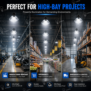 Lampada LED Industriale Tradizionale con Riflettore in Alluminio 50W-240W SMD 3030 con Raffreddamento a Pinne per Magazzini, Fabbriche e Officine - Product Image 6