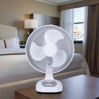 Ventilateur de bureau rechargeable en plastique avec refroidissement par air LED 9V AC/DC, commande mécanique, alimenté par batterie solaire pour une utilisation en voiture et à l'hôtel