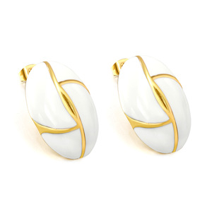 Geometric Oval <b>Stud</b> <b>Earrings</b> Gold <b>Black</b> Stainless Steel Minimalist Design For Women Party Fashion Jewelry - Product Image 4