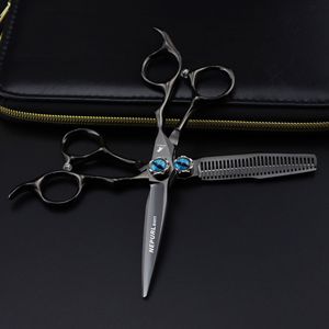 Ciseaux de coiffure professionnels Napson Devil's Eye noirs de 6,0 pouces, ciseaux à effiler à lame tranchante - Product Image 3