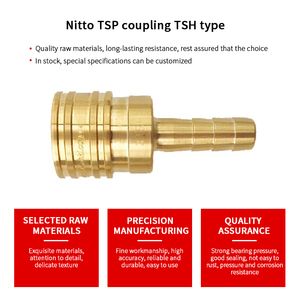 מתאם חיבור מהיר לצינור אוויר תעשייתי, נקבה, NPT 1/4 אינץ', פליז, ערכת מחבר ותקע, לחץ גבוה, משטח חלק - Product Image 2