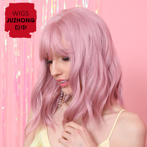 Haircube 16 "<span class=keywords><strong>capelli</strong></span> sintetici colori <span class=keywords><strong>rosa</strong></span> a onde d'acqua corte parrucche per le donne bianche resistenti al calore in fibra quotidiana <span class=keywords><strong>capelli</strong></span> pieni falsi - Product Image 3