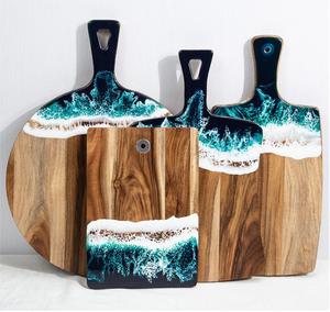 Tùy chỉnh thớt gỗ xử lý keo phục vụ khay cho nhà bền vững hình chữ nhật Epoxy nhựa Platter cho cắt bánh mì - Product Image 1