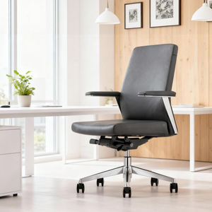 Fauteuils de bureau exécutif modernes en cuir avec rembourrage, hauteur réglable, design rotatif et dossier moyen - Product Image 5