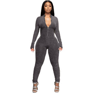 Tuta Aderente con Zip per <span class=keywords><strong>Donna</strong></span>, Alta Qualità, in Maglia, Intera, Sexy, Trasparente, in <span class=keywords><strong>Cotone</strong></span>, per Club - Product Image 5