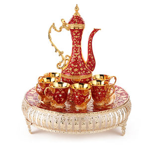 Décoration de <span class=keywords><strong>restaurant</strong></span> à domicile, style européen, vaisselle turque en métal, théière et tasse à thé de luxe en argent et or - Product Image 4