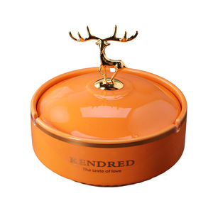 Cendrier en céramique Mystic Arts avec couvercle, motif cerf, grande capacité, objet décoratif de table - Product Image 4