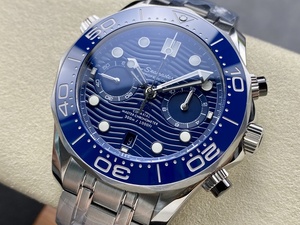 Montre mécanique de luxe de qualité supérieure, étanche, 44 mm, mouvement N1 Factory 9900, lunette en céramique bleue étanche, chronographe 300 m - Product Image 3