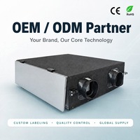 Système de ventilation intelligent à récupération d'énergie (ERV) pour hôtels et appartements, monté au plafond, avec moteur DC et contrôle intelligent, direct usine