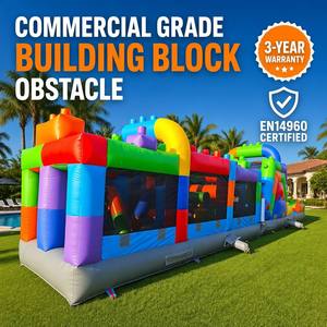 Parcours d'obstacles gonflable commercial multicolore en PVC avec toboggan et piscine, garantie 3 ans, installation facile - Idéal pour événements extérieurs, parcs, locations pour fêtes - Product Image 3