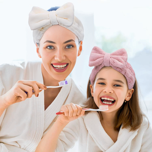 Headband Bán Buôn Thời Trang Trang Điểm Đàn Hồi Tóc Ban Nhạc Cho Phụ Nữ Màu Lông Cừu Vải Bow Mặt Spa Shower Headband Biểu Tượng Tùy Chỉnh - Product Image 1