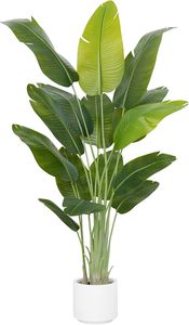 OH ARTS 高品質リアルな人工極楽鳥花植物 高さ6フィート 室内/屋外用シルク製葉っぱ グリーン フェイクパームデコレーション - Product Image 3