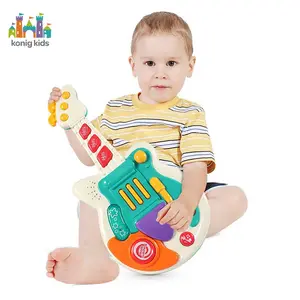 Konig çocuklar popüler ürünler bebek gitar elektronik oyuncak ışıkları ile çok fonksiyonlu müzik aleti bebek oyunu müzikli oyuncak