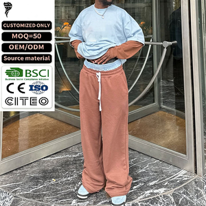 Custom Blank Baggy Jogger <b>Men</b> Cotton Custom Sweat Pants <b>Flared</b> Double Waist Sweatpants - Product Image 1