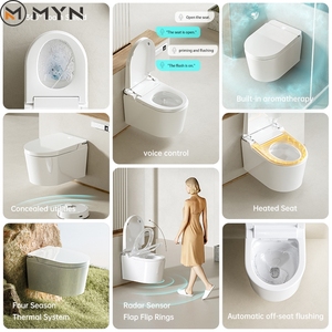 <span class=keywords><strong>Toilette</strong></span> de WC intelligente automatique et intelligente à suspendre au mur blanc de haute qualité Nouveau design Salle de bain en céramique P-Trap <span class=keywords><strong>Toilette</strong></span> murale - Product Image 6