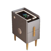 Table de chevet intelligente moderne avec chargeur sans fil, lumière ambiante LED, 2 tiroirs, table de chevet pour chambre à coucher, maison, appartement