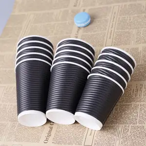 200ml 300ml Paper Cup Manufacturer Wholesale Double Wall Coffee Paper Cup Ripple Cup For Coffee Store 500ml