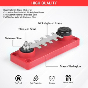 Red Label-Type <b>Terminal</b> Busbar 10-Point Single Layer Marine Grade 55A 12V Power Supply Screw <b>Terminals</b> - Product Image 5