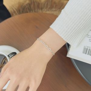 Dylam Unique Design Rhodium 14K Gold Plated Sparkle Minimalist Link Chain Women Jewelry <b>Bangles</b> & <b>Bracelets</b> Adjustable Length - Product Image 4