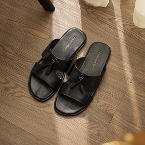 Top Layer Cowhide Men's Genuine Leather Slippers Breathable <b>Soft</b> Home Casual <b>Shoes</b> Lightweight Versatile Outdoor Sandals - Product Image 4