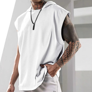 <span class=keywords><strong>Gilet</strong></span> de sport sans manches à <span class=keywords><strong>capuche</strong></span> pour <span class=keywords><strong>homme</strong></span>, ample, sportif, en polyester uni - Product Image 3