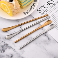 Offre Spéciale 304 acier inoxydable mélange cuillère à remuer créatif Long manche épaissir petite cuillère à miel Dessert café cuillères à glace