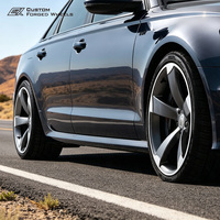 Jantes en alliage forgées sur mesure de 20 pouces, à 5 branches, directionnelles, noires, usinées argentées, concaves, pour Audi