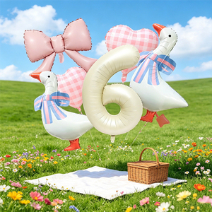 Kit de 7 ballons en aluminium motif nœud papillon style Ins, décoration d'anniversaire, avec ruban et paille, vente en gros - Product Image 2
