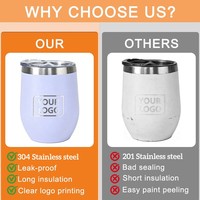 Individuell Bedruckter Pulverbeschichteter 12 Unzen Vakuumisolierter Edelstahl Ei-förmiger Weinbecher Tumbler 12oz Mit Schiebedeckel