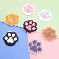 Prix usine grand bâton de broderie adhésif empreintes de pattes de chien Chenille Patch vêtements auto-adhésif brodé jean Patch fleur