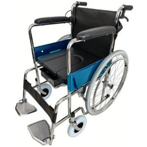 Fauteuil roulant manuel avec siège toilette pliable, léger, en acier haute teneur en carbone, pour personnes âgées et handicapées - Product Image 5