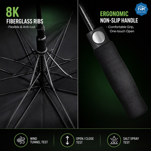 Wholesale Classic Black Oversized Golf <b>Umbrella</b> with Automatic Open Close Mechanism for Sports Retailers - Product Image 4