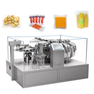 Automatische Roterende Pre-Made Pouch Bevroren Voedsel Korrel Plastic Beef Jerky Digitale Chees Abalone Vacuüm Verpakking Machine